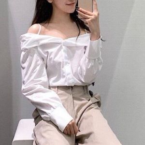 Off the shoulder dress shirt